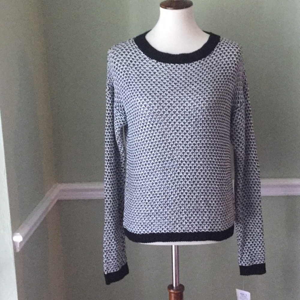 Rewind XL White, Black & Silver Crew Neck Sweater